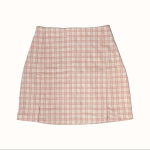 brandy melville pink and white checkered cara skirt